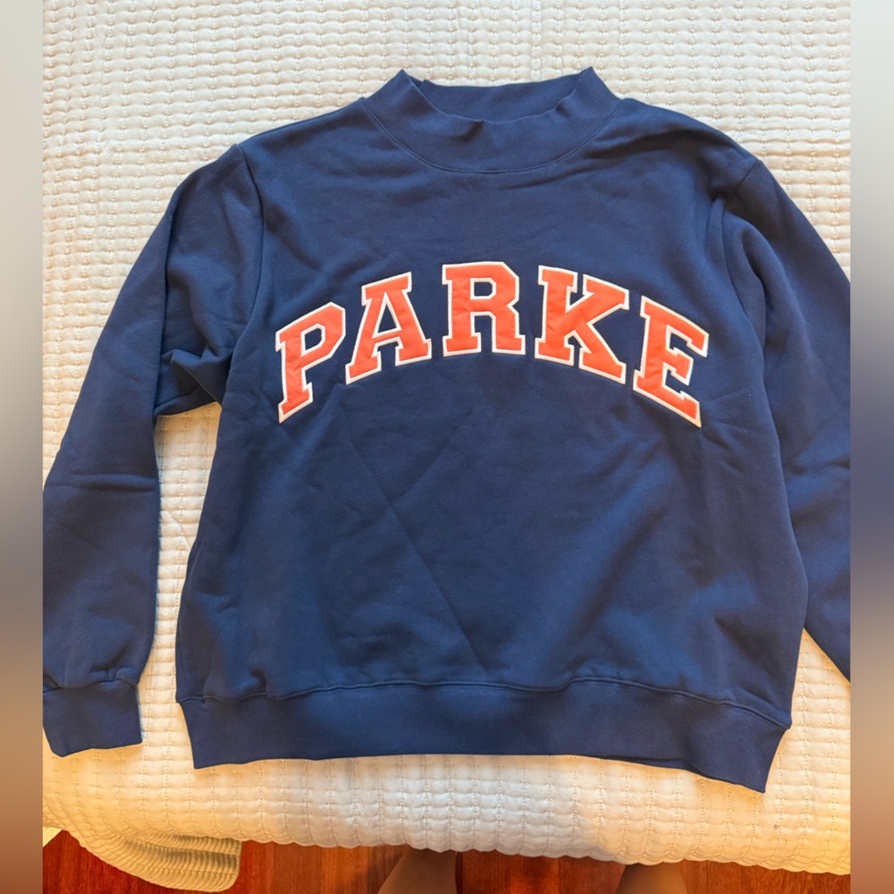 PARKE Varisty Mockneck Sweatshirt in Blue/Orange